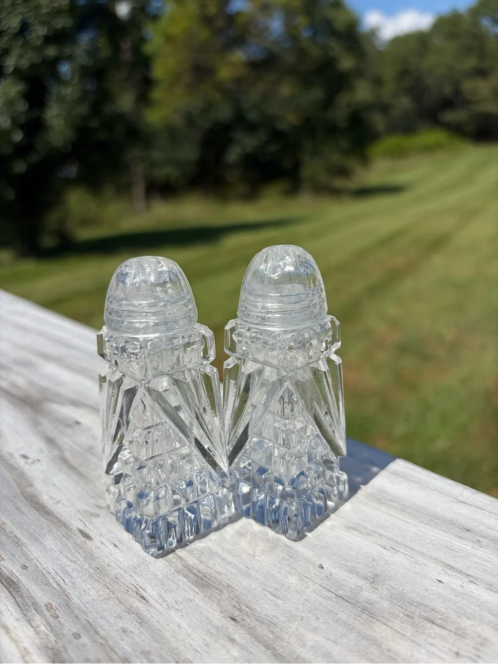 Vintage Lead Crystal Glass Salt & Pepper Shakers Western Germany